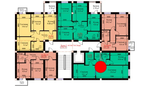 2-xonali xonadon 58 m²  3/8 qavat | MUHTASHAM Turar-joy majmuasi