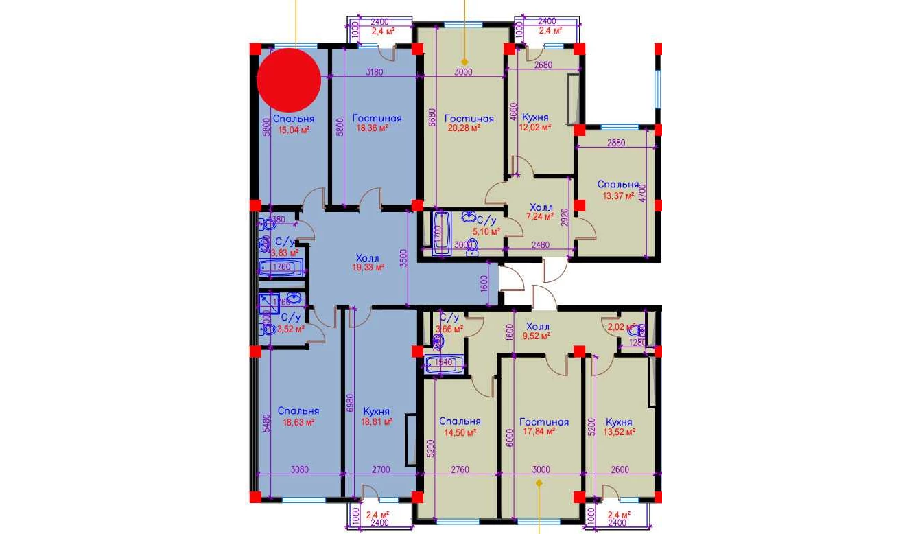 3-комн. квартира 110.12 м²  3/10 этаж | Жилой комплекс Ko'kcha-Oqtepa