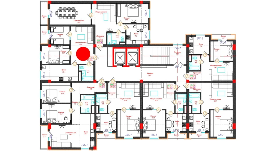 2-комн. квартира 58.5 м²  7/12 этаж | Жилой комплекс CHINARA PARK