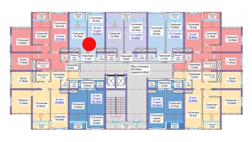 2-xonali xonadon 44.9 m²  14/16 qavat | ELITE ECO CITY Turar-joy majmuasi