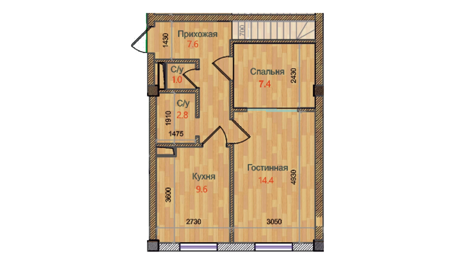 2-xonali xonadon 85.6 m²  1/6 qavat | MBG Turar-joy majmuasi