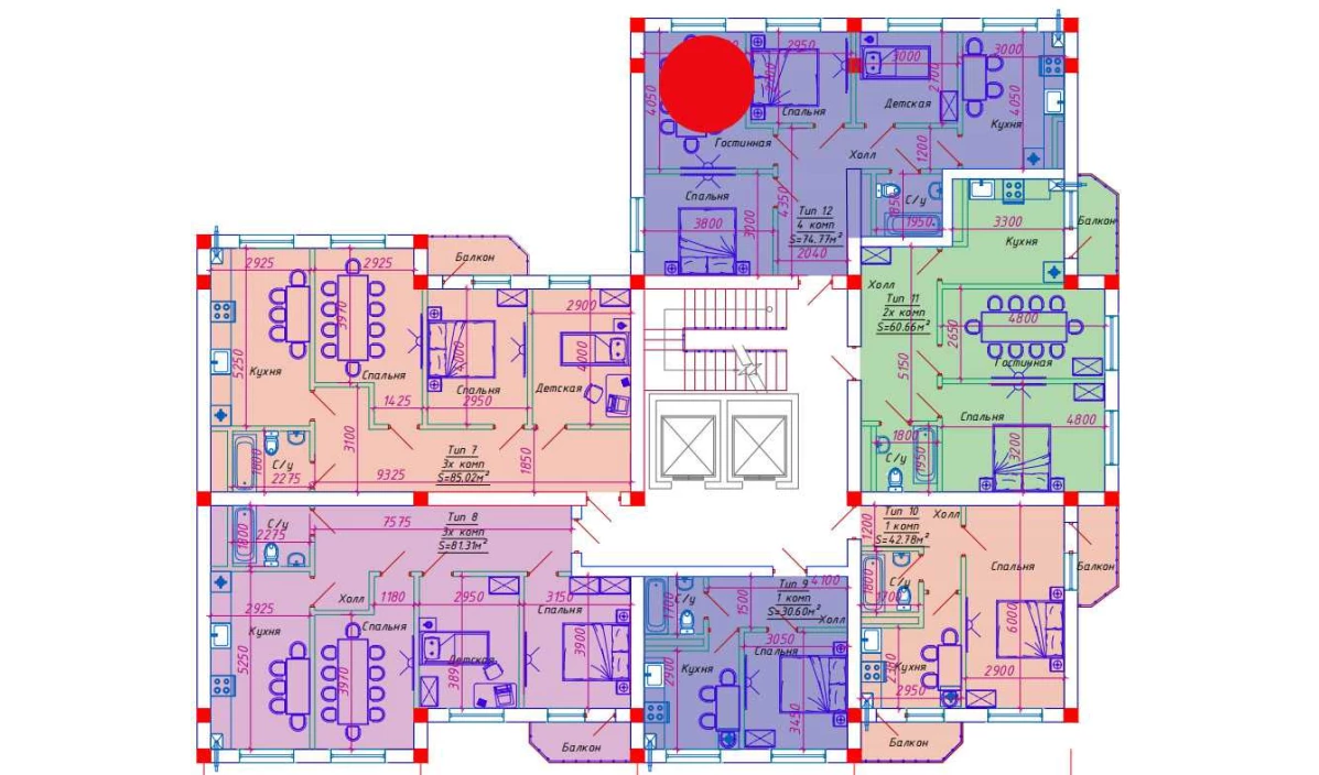 4-комн. квартира 74.77 м²  6/10 этаж | Жилой комплекс Emir