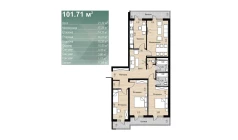 4-xonali xonadon 101.71 m²  1/16 qavat | SOKIN DIYOR Turar-joy majmuasi