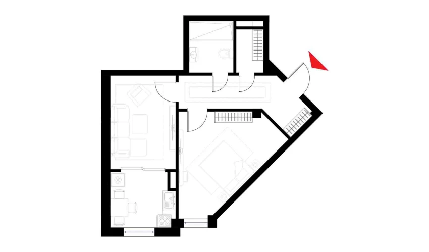 2-комнатная квартира 54.2 м²  2/6 этаж | Жилой комплекс CHOSHTEPA GARDEN