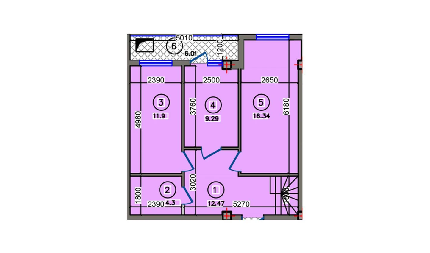 1-xonali xonadon 60.31 m²  10/10 qavat | Qibray City Turar-joy majmuasi