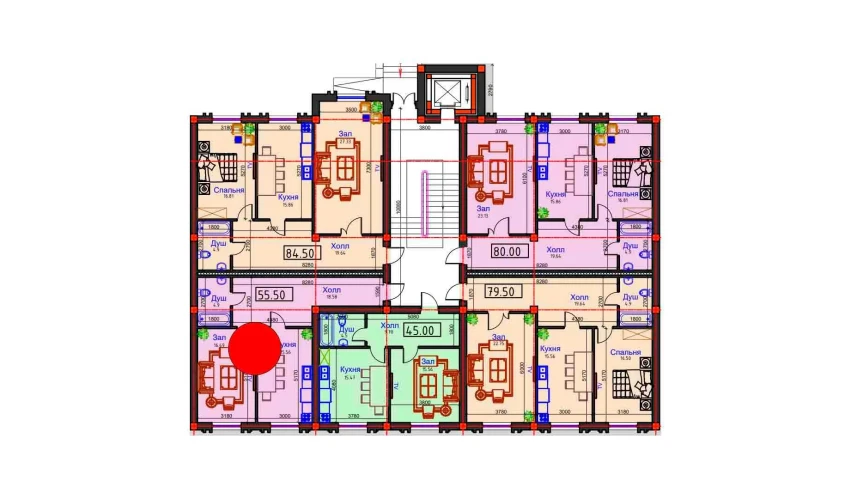 1-комнатная квартира 55.5 м²  1/9 этаж | Жилой комплекс BAHOR