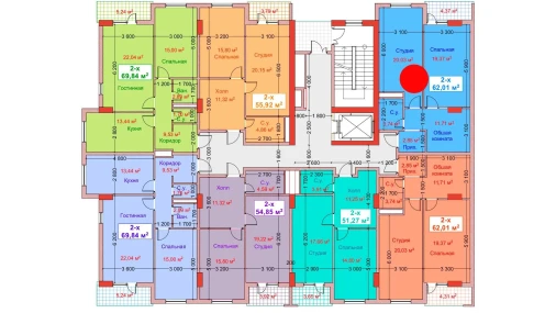 2-xonali xonadon 62.01 m²  6/8 qavat | CAPITAL AVENUE Turar-joy majmuasi