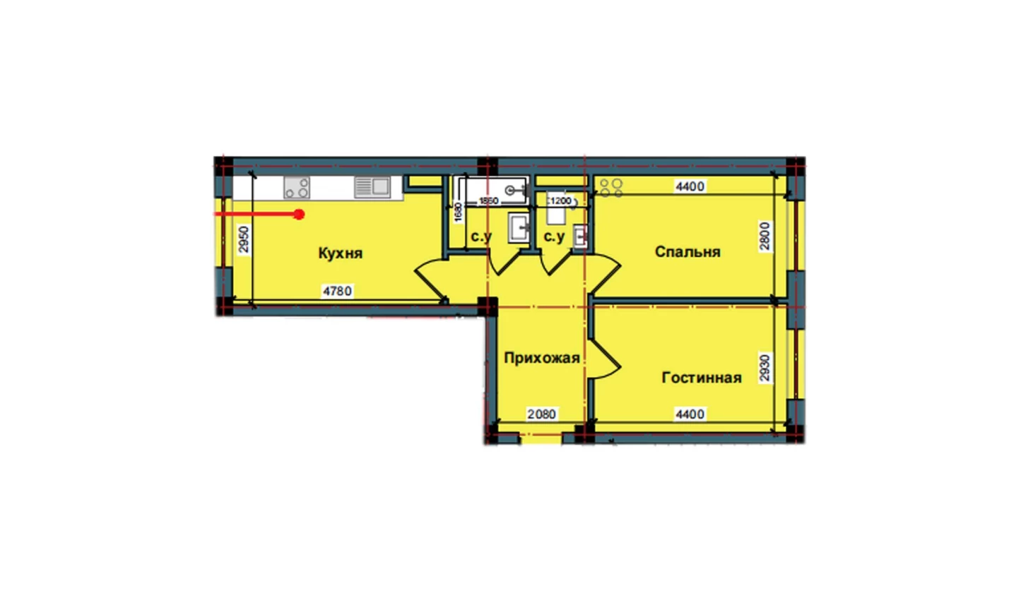 2-комн. квартира 55.2 м²  2/10 этаж | Жилой комплекс NUR BARAKA
