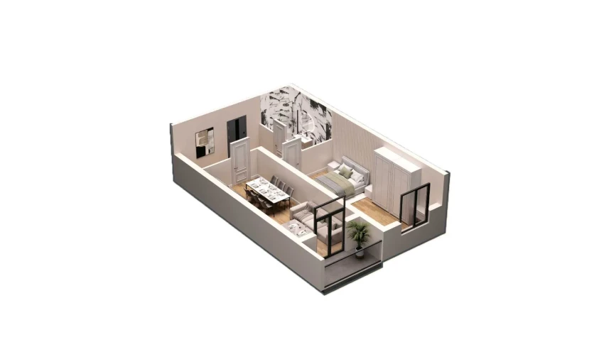 2-комнатная квартира 63.3 м²  16/16 этаж | Жилой комплекс DO'MBIROBOD RESIDENCE