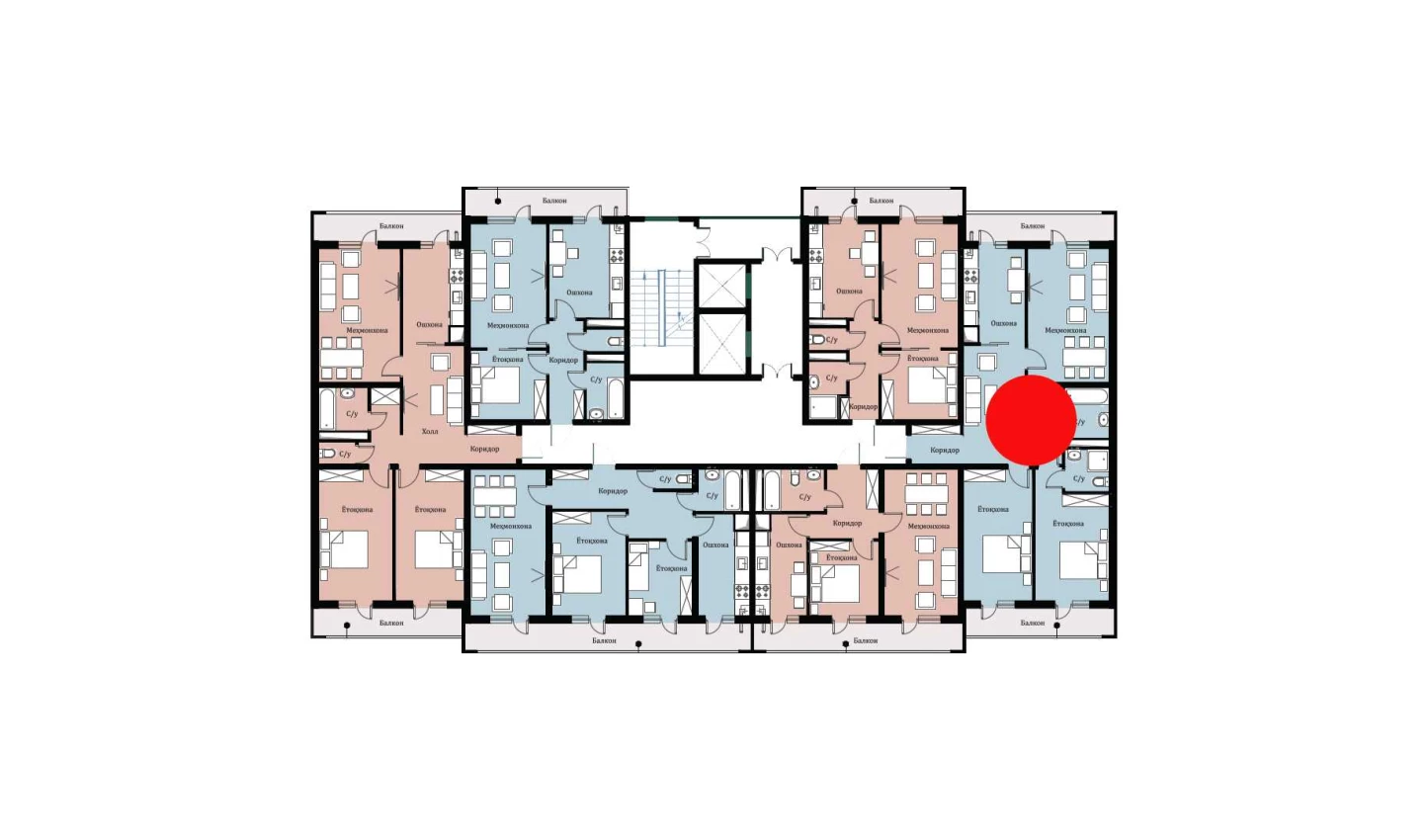 3-xonali xonadon 87.84 m²  8/16 qavat | SOKIN DIYOR Turar-joy majmuasi