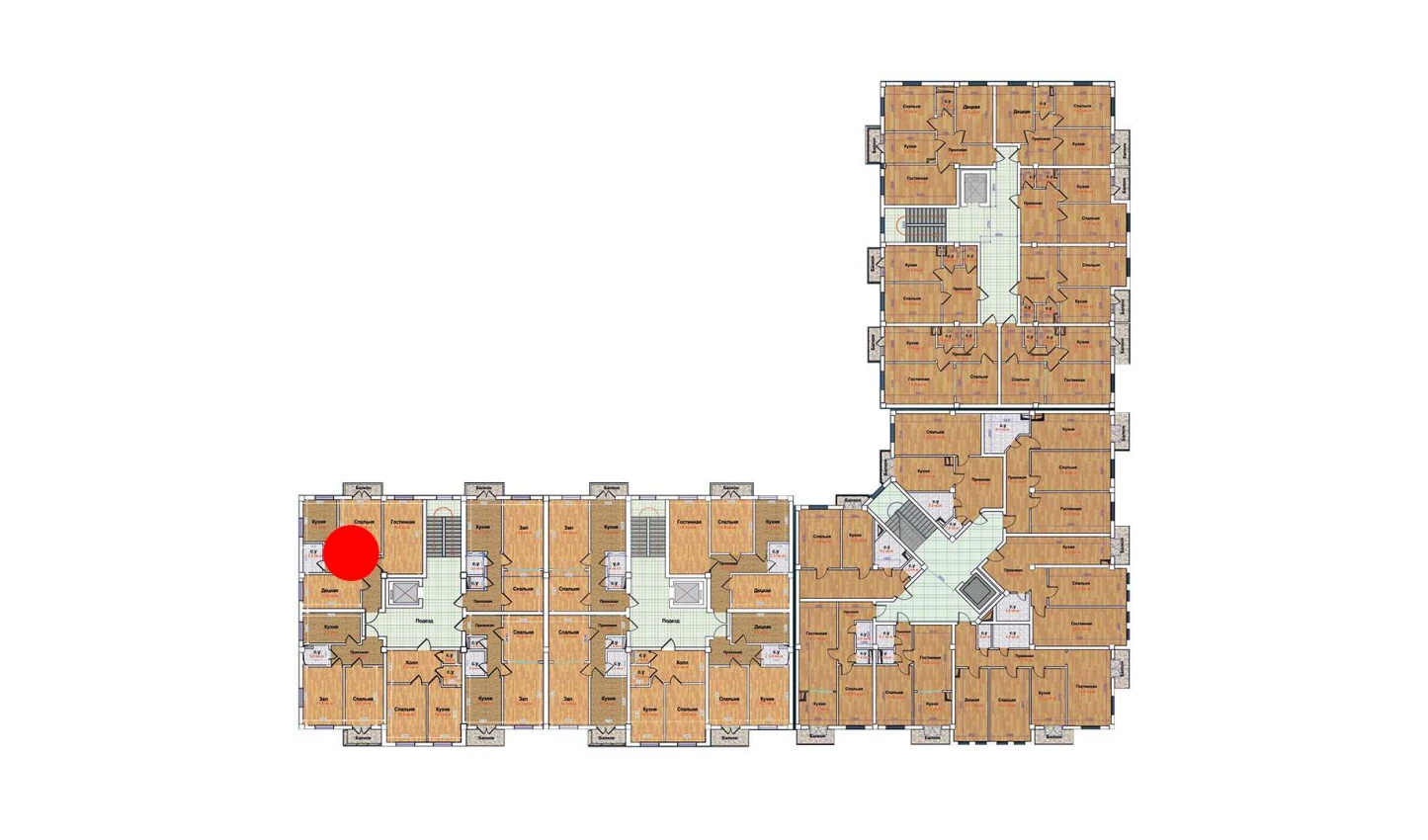 3-xonali xonadon 61.4 m²  6/9 qavat | MBG Turar-joy majmuasi