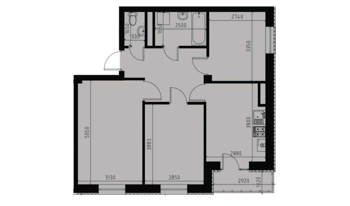 3-комн. квартира 62.42 м²  10/10 этаж | Жилой комплекс YANGIOBOD RESIDENCE