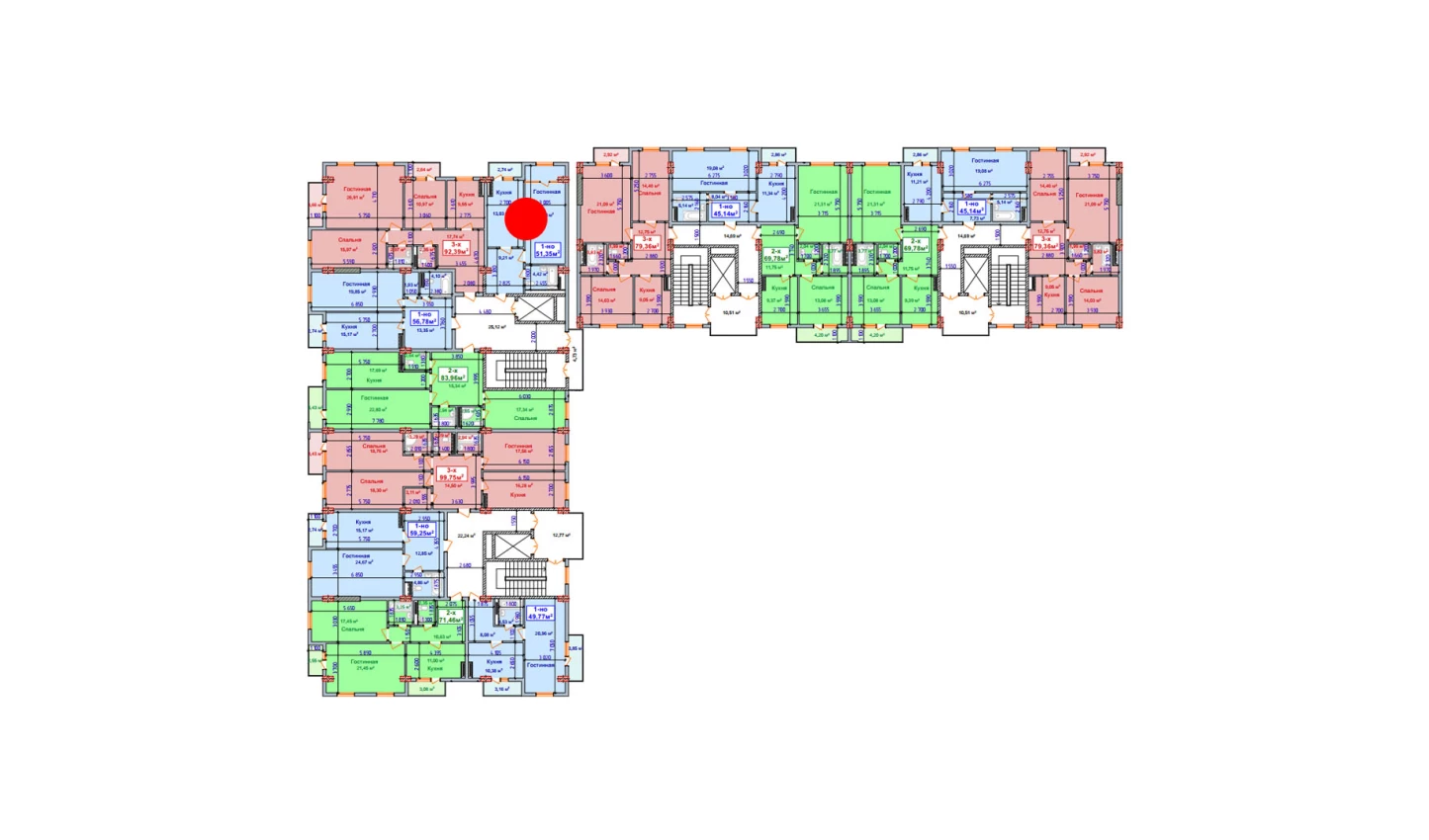 1-комн. квартира 51.35 м²  9/9 этаж | Жилой комплекс SHAYX-UL OLAM