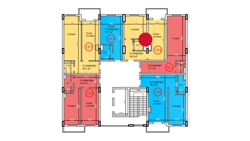 1-xonali xonadon 44.6 m²  1/14 qavat | Al-Barakat Turar-joy majmuasi