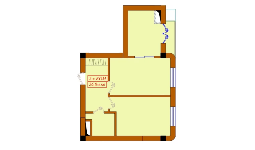 2-xonali xonadon 56.8 m²  7/12 qavat | Aviasozlar Plaza Turar-joy majmuasi