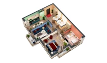 3-xonali xonadon 82.19 m²  5/9 qavat | MINGCHINOR Turar-joy majmuasi
