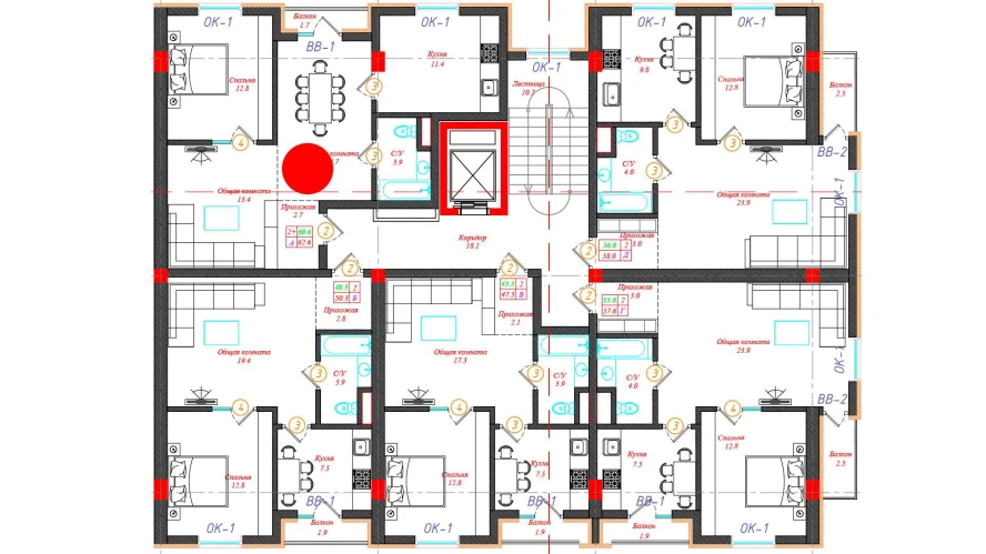 2-комн. квартира 62.6 м²  12/12 этаж | Жилой комплекс CHINARA PARK