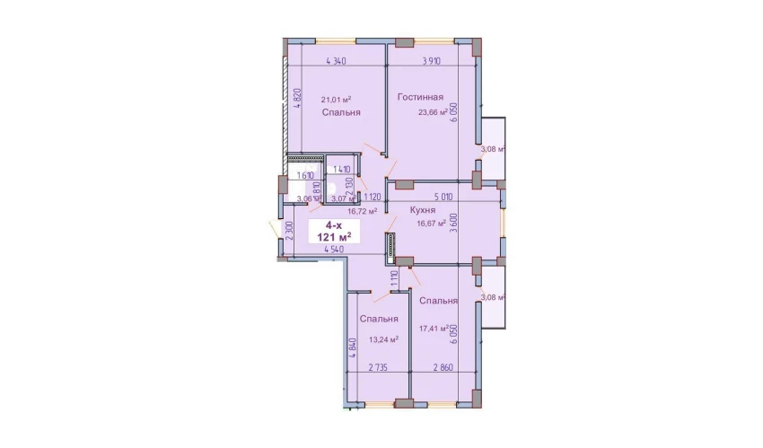 4-xonali xonadon 121 m²  9/9 qavat | SHAYX-UL OLAM Turar-joy majmuasi