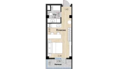 1-xonali xonadon 28.75 m²  3/7 qavat | Bochka Resort Turar-joy majmuasi