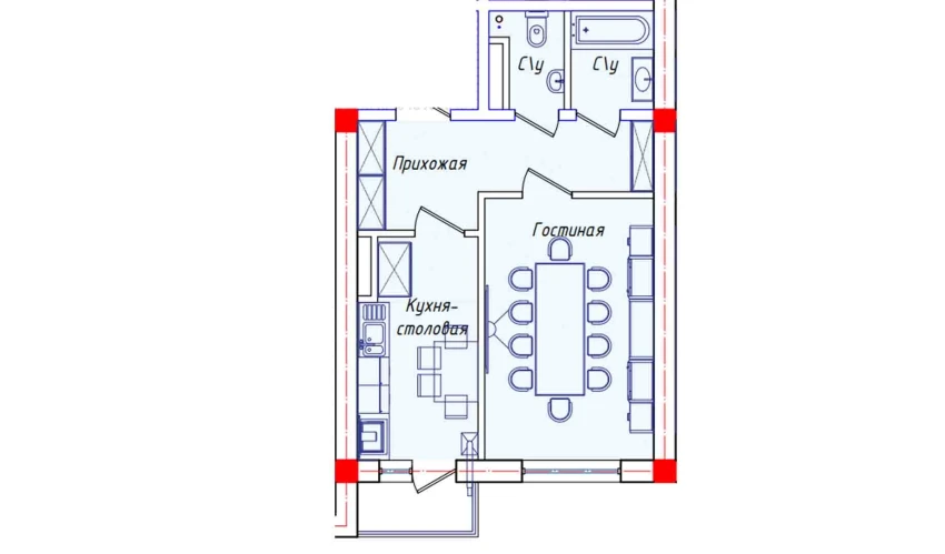 3-xonali xonadon 80.33 m²  7/8 qavat | STAR HOUSE RESIDENCE Turar-joy majmuasi