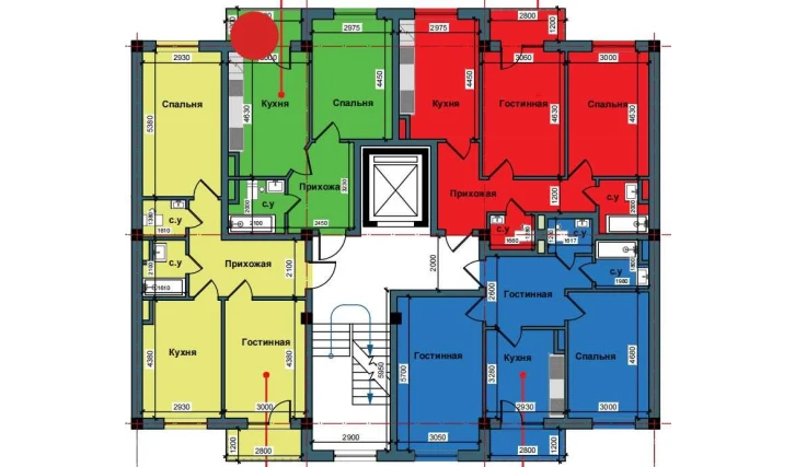 1-xonali xonadon 41.9 m²  7/9 qavat | NUR BARAKA Turar-joy majmuasi