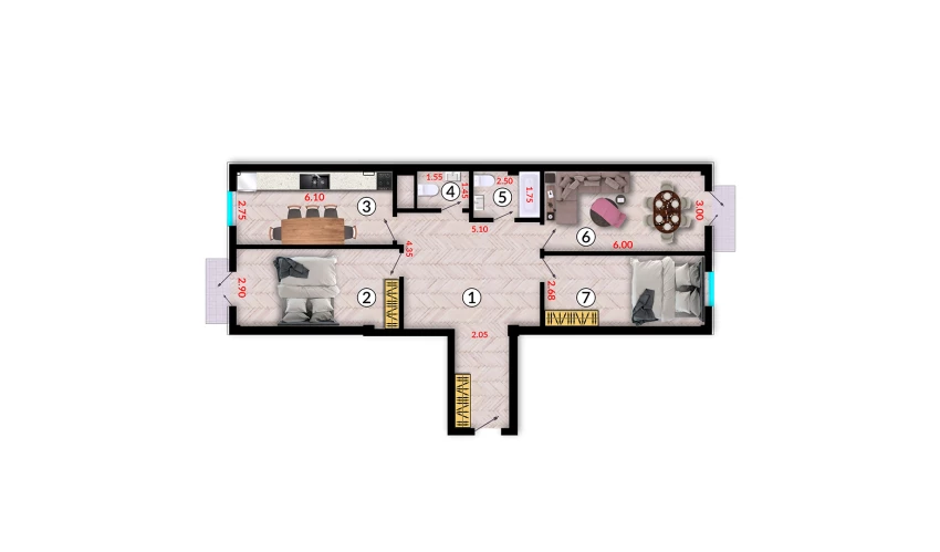 3-комн. квартира 109.1 м²  4/10 этаж | Жилой комплекс Ko'kcha-Oqtepa