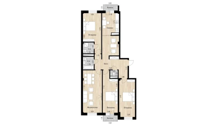 4-xonali xonadon 119.2 m²  4/10 qavat | Ko'kcha-Oqtepa Turar-joy majmuasi