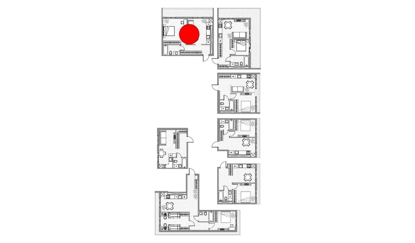 1-xonali xonadon 43.6 m²  5/12 qavat | PARVOZ Turar-joy majmuasi