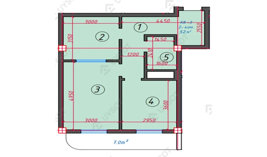 2-xonali xonadon 52 m²  2/16 qavat | TURKISTON AVENUE Turar-joy majmuasi