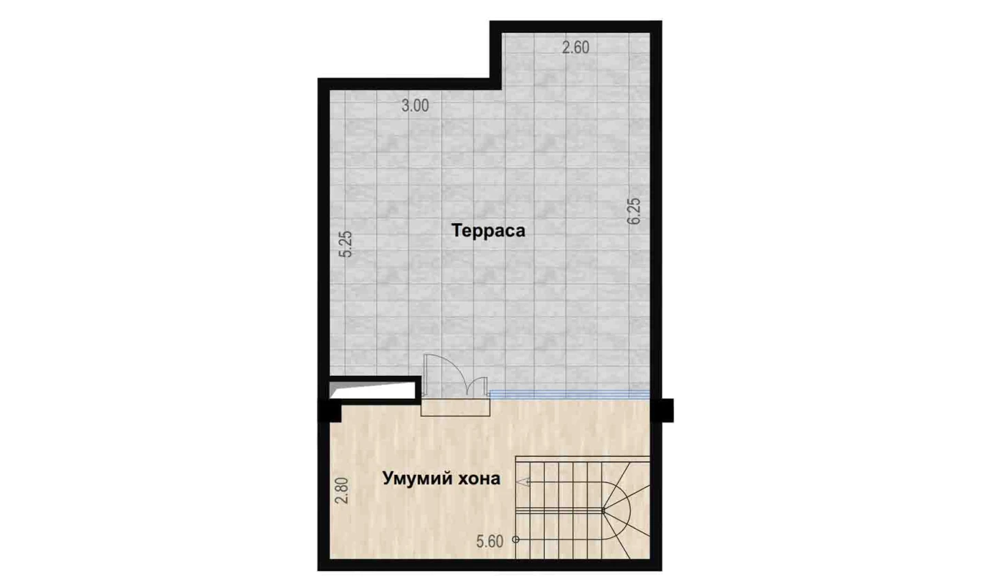 2-xonali xonadon 94.23 m²  7/7 qavat | Bochka Resort Turar-joy majmuasi