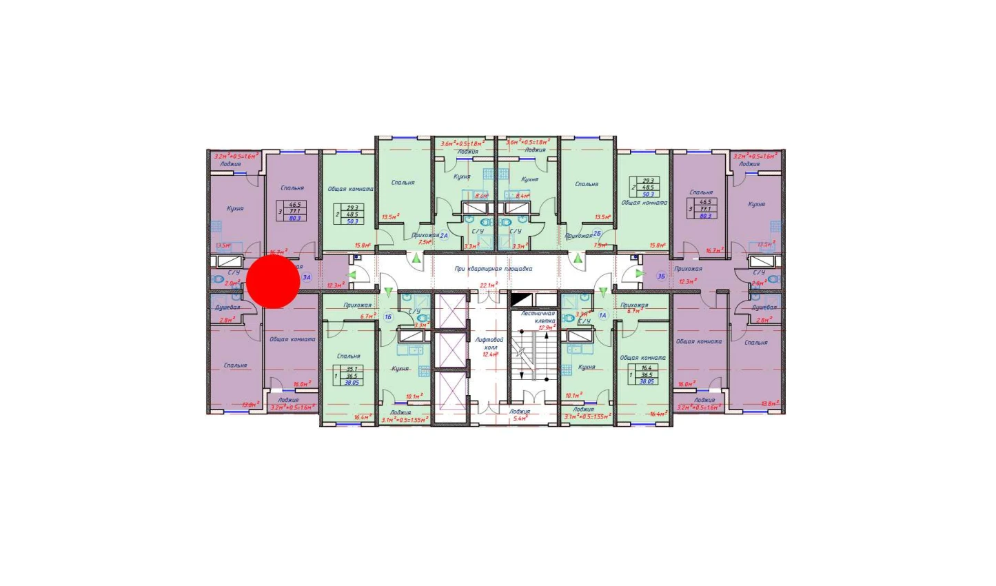 3-комн. квартира 80.3 м²  11/16 этаж | Жилой комплекс TRINITY