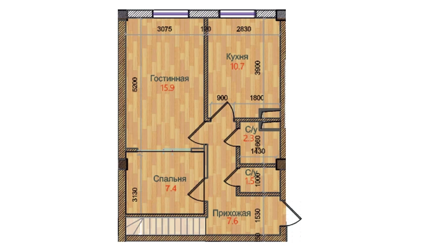 2-xonali xonadon 89.8 m²  1/6 qavat | MBG Turar-joy majmuasi