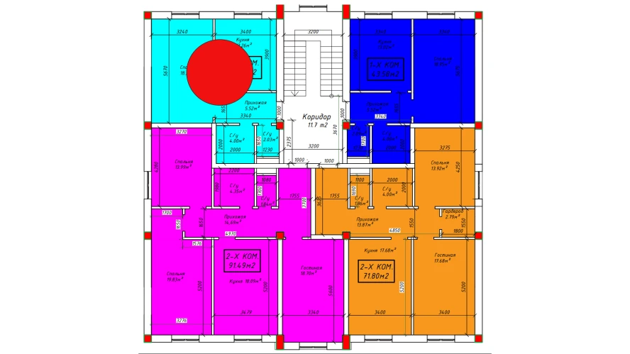 1-комн. квартира 43.16 м² 3/4 этаж | Жилой комплекс SABZAVOT CITY 1-комн. квартира 43.16 м² 3/4 этаж | Жилой комплекс SABZAVOT CITY