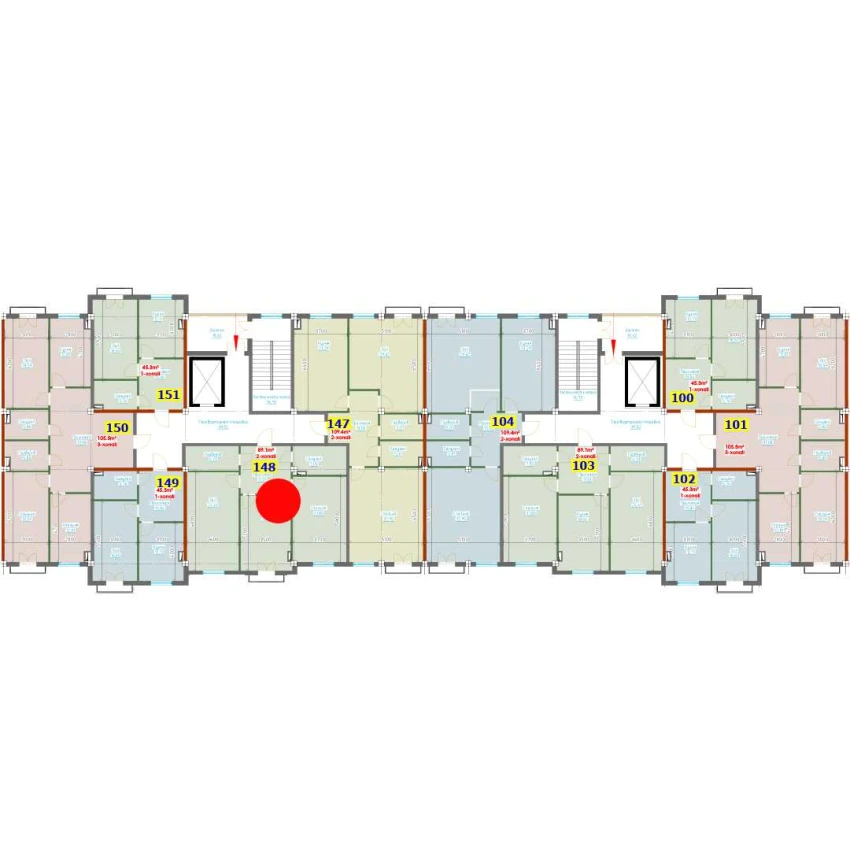 2-комн. квартира 89.1 м²  8/9 этаж | Жилой комплекс YANGI AVLOD