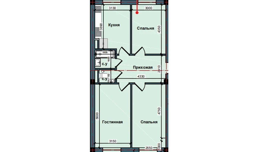 3-xonali xonadon 79 m²  7/9 qavat | NUR BARAKA Turar-joy majmuasi