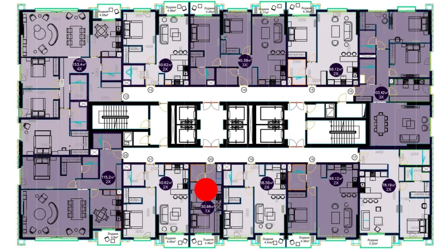1-комн. квартира 30.98 м² 8/19 этаж | Жилой комплекс Central Avenue 1-комн. квартира 30.98 м² 8/19 этаж | Жилой комплекс Central Avenue