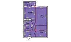 2-комн. квартира 50.7 м²  3/9 этаж | Жилой комплекс CHIRCHIQ CITY
