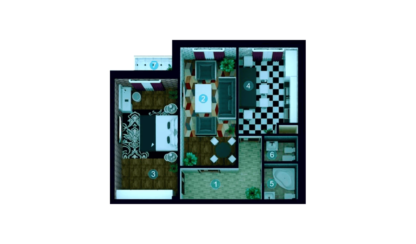 2-xonali xonadon 66.7 m²  3/9 qavat | ZAR ZAMONAVIY UYLAR Turar-joy majmuasi