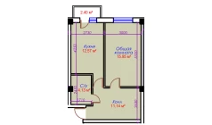 1-xonali xonadon 46.19 m²  6/10 qavat | Ko'kcha-Oqtepa Turar-joy majmuasi