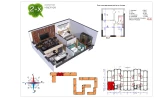 2-xonali xonadon 50.4 m²  8/9 qavat | Uchtepa Avenue Turar-joy majmuasi