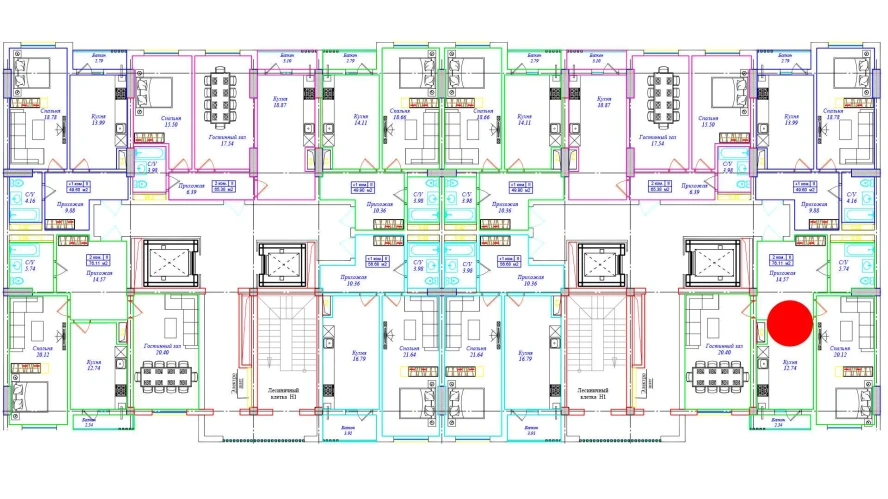 2-комн. квартира 76.11 м²  16/17 этаж | Жилой комплекс UCHTEPA CITY