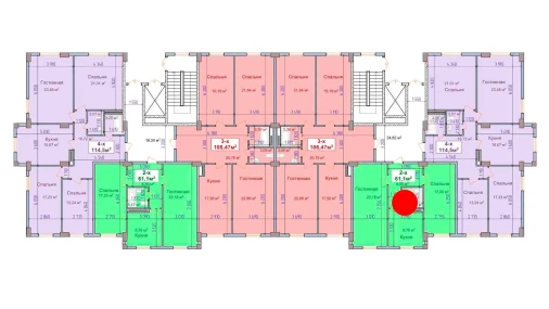 2-комнатная квартира 61.1 м²  1/9 этаж | Жилой комплекс SHAYX-UL OLAM