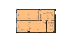 1-xonali xonadon 54 m²  1/12 qavat | Sokin hayot Turar-joy majmuasi