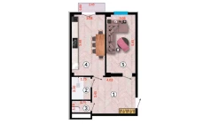 1-xonali xonadon 55.5 m²  8/10 qavat | Ko'kcha-Oqtepa Turar-joy majmuasi