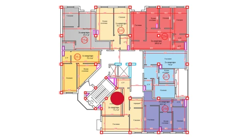 2-xonali xonadon 73.3 m²  1/14 qavat | Al-Barakat Turar-joy majmuasi