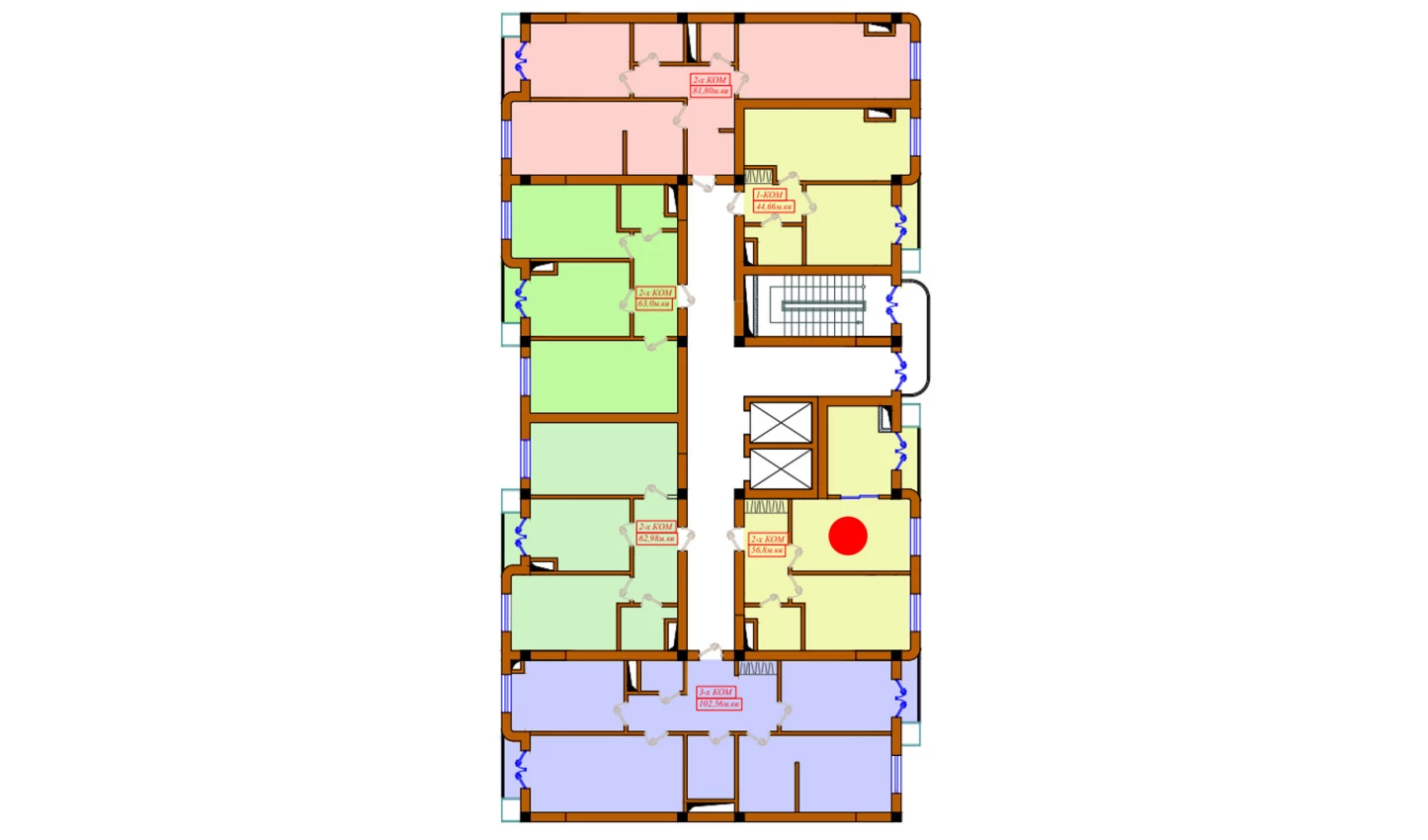 2-xonali xonadon 56.8 m²  2/12 qavat | Aviasozlar Plaza Turar-joy majmuasi
