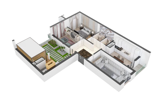 3-комнатная квартира 90.7 м²  16/16 этаж | Жилой комплекс TRINITY