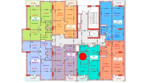 2-комнатная квартира 51.27 м²  5/8 этаж | Жилой комплекс CAPITAL AVENUE