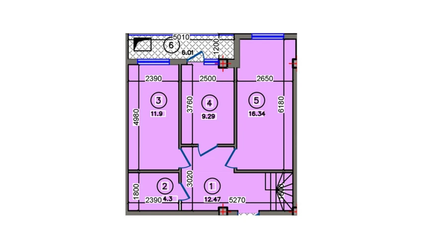 1-xonali xonadon 60.31 m²  10/10 qavat | Qibray City Turar-joy majmuasi