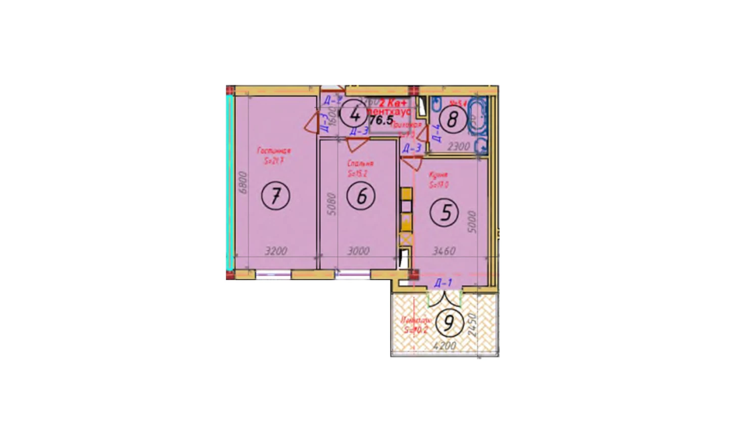 2-комн. квартира 95 м²  3/9 этаж | Жилой комплекс SAMARQAND CITY